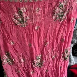 Pink Floral Embroidered Dupatta